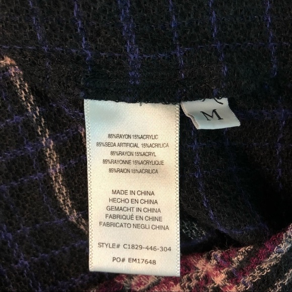 CLOTH & STONE - WOMENS PRETTY PLUM AND PLAID PULLOVER TUNIC SIZE MEDIUM - Picture 4 of 15